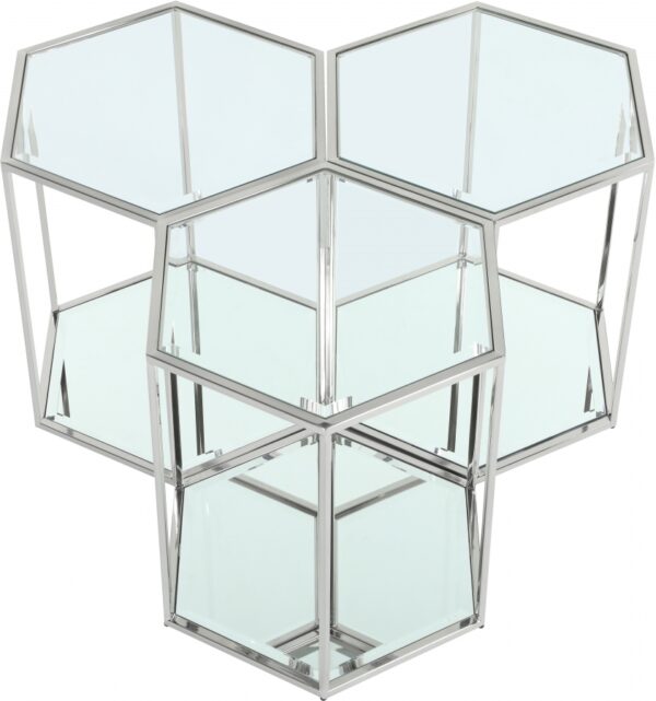 Sei 3 Piece Glass And Steel Modular End / Side Table