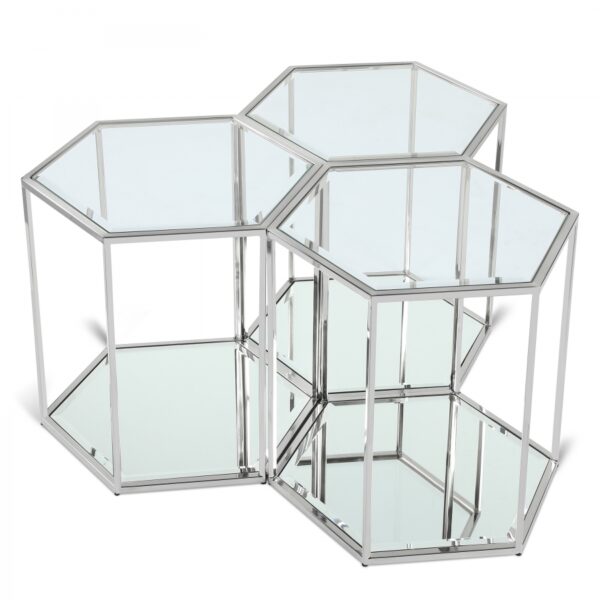 Sei 3 Piece Glass And Steel Modular End / Side Table