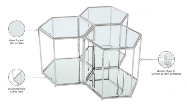 Sei 3 Piece Glass And Steel Modular End / Side Table