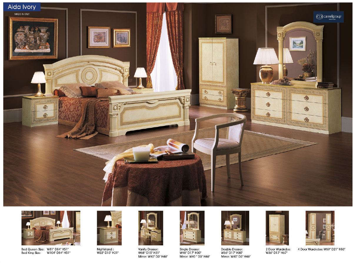 Aida Bed Ivory w/Gold Gallery 1