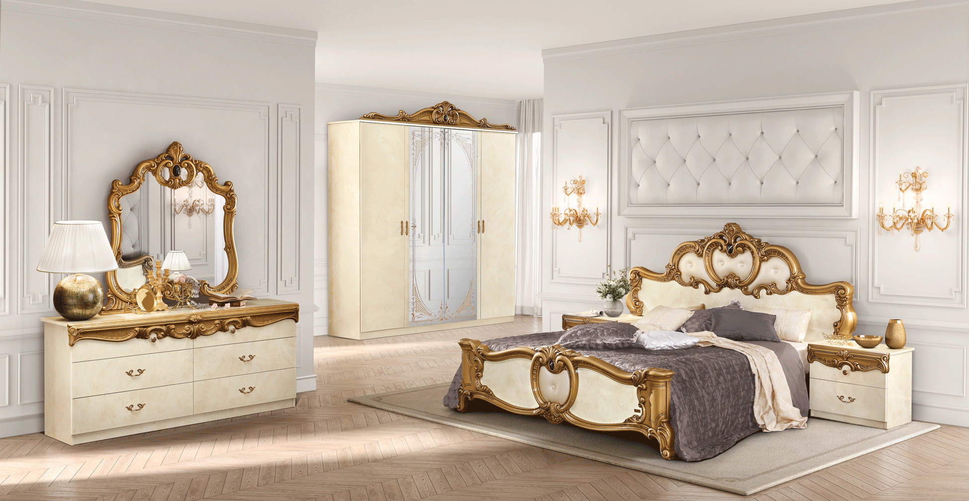 Barocco Bed Ivory w/Gold, Camelgroup Italy Gallery 1