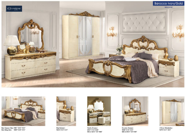 Barocco Bed Ivory w/Gold, Camelgroup Italy Gallery 2