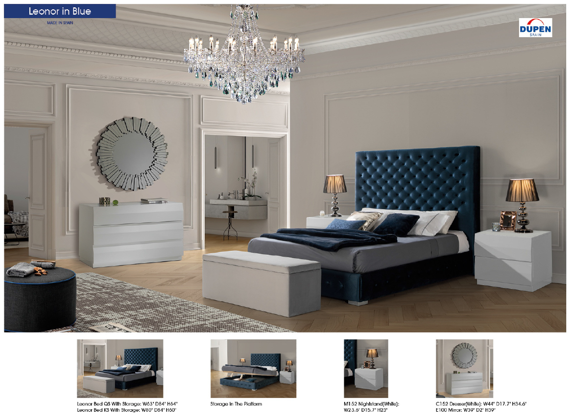 Leonor Blue Bed w/storage Gallery 1