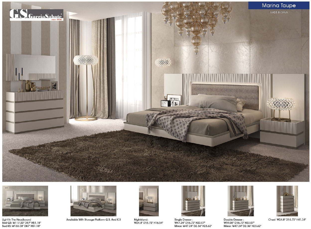 Marina Taupe Bed Gallery 1