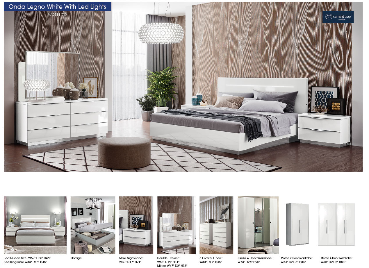 Onda LEGNO White Bed with Led Lights Gallery 1