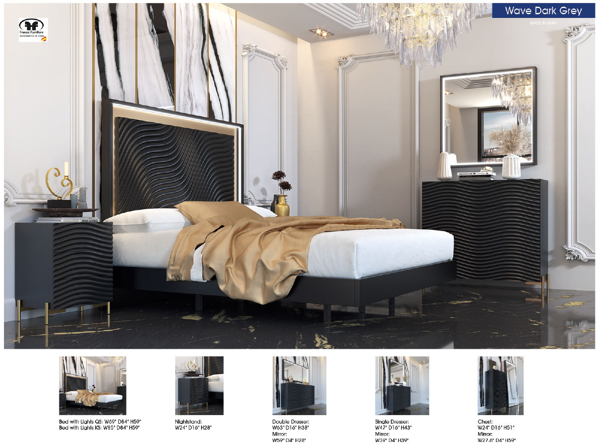 Wave Bed Dark grey Gallery 1