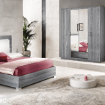 Nicole KS Bedroom w/ Upholstered HB in Grey w/ Light