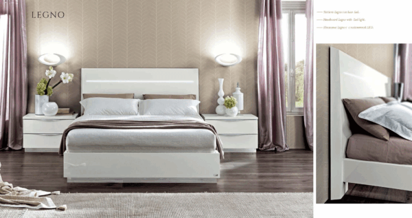 Onda LEGNO White Bed with Led Lights Gallery 2