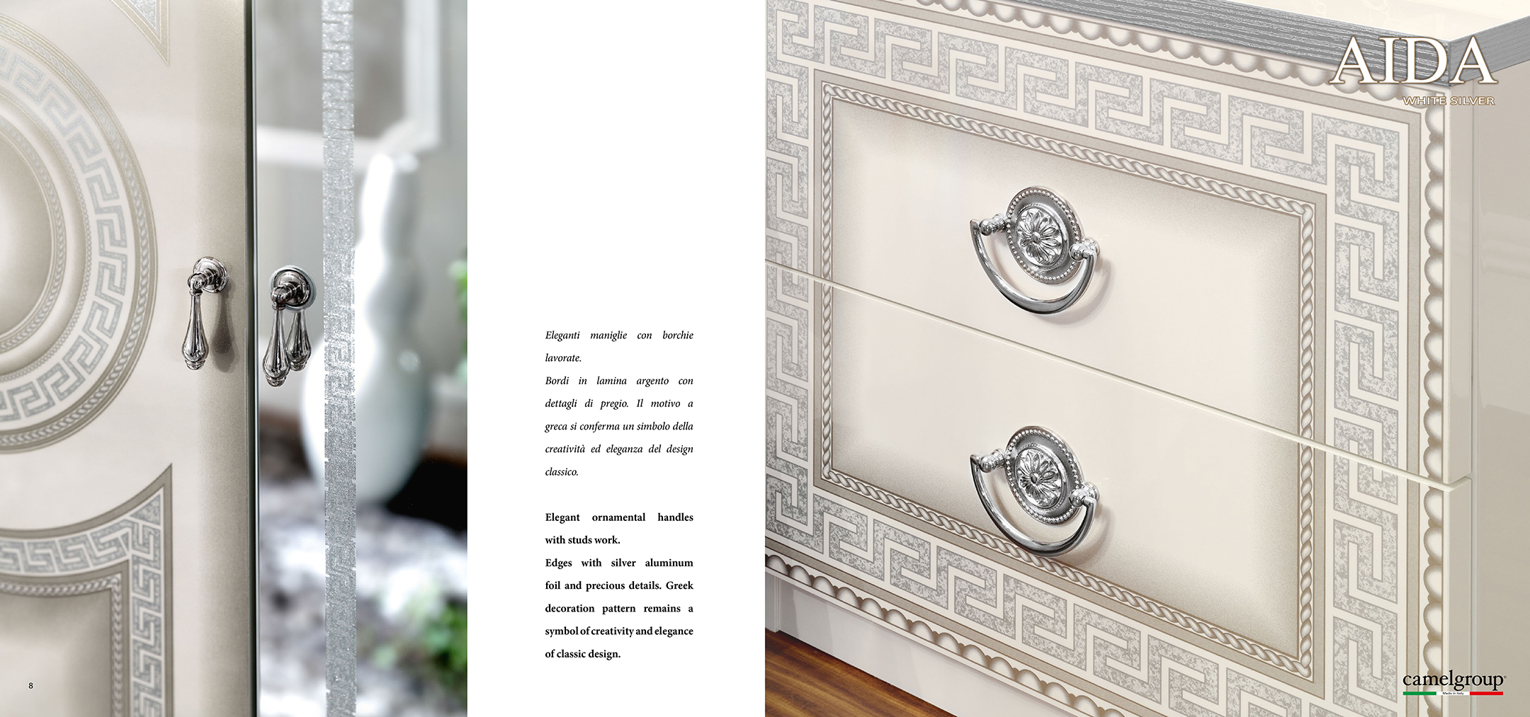 Aida White-Silver Nightstand Gallery 1