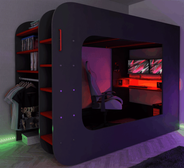 Gamer Bed Red & Black Gallery 2