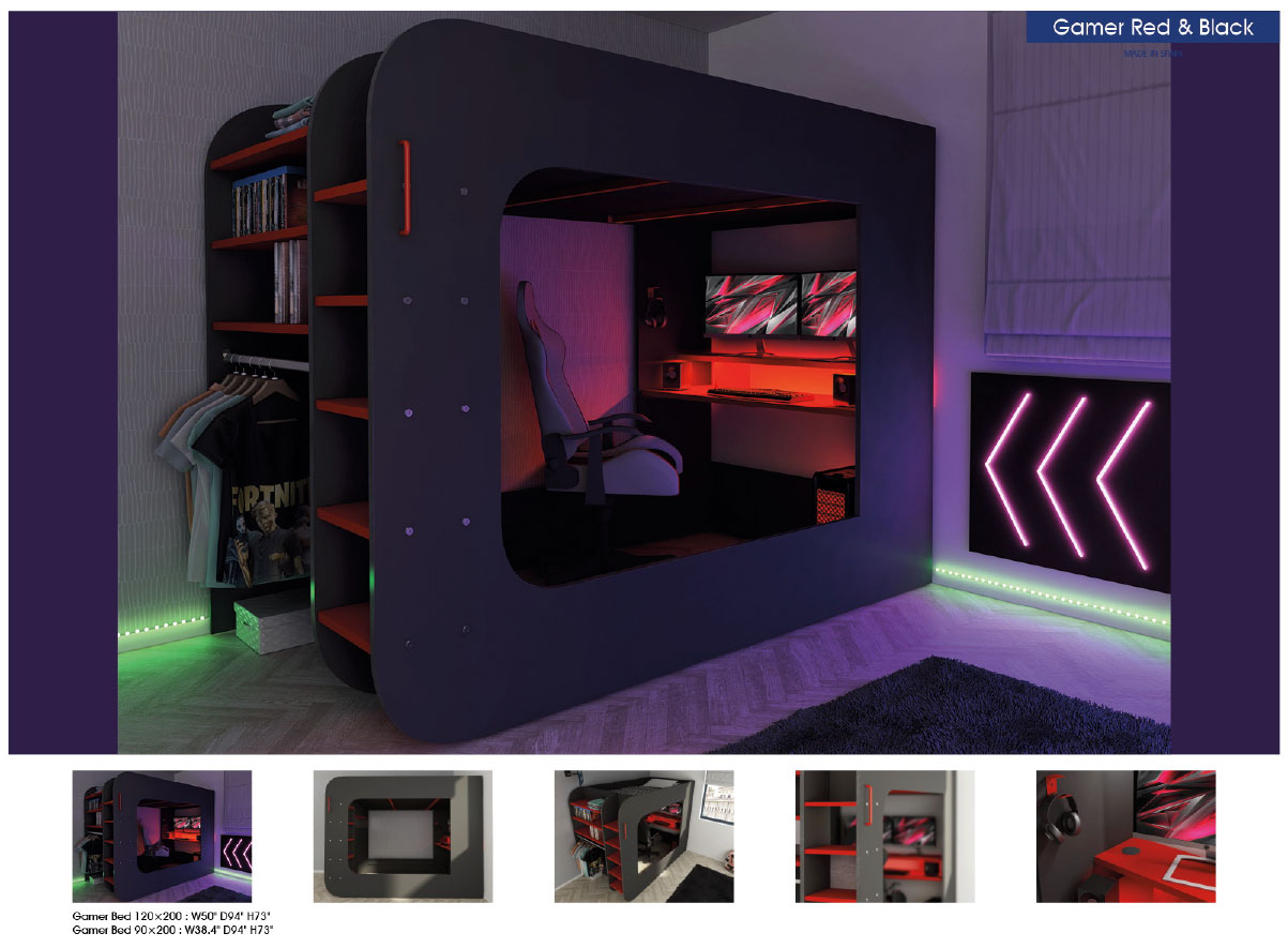 Gamer Bed Red & Black Gallery 1