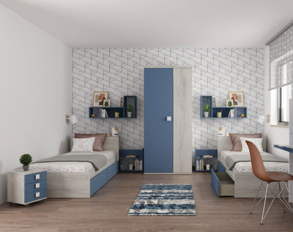 Jazz Kids Bedroom Oak Blue Gallery 1