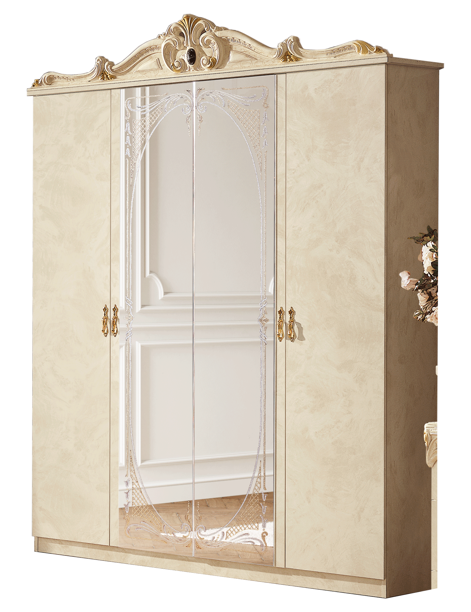 Barocco Ivory 4 Door Wardrobe