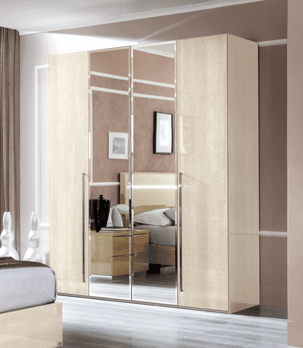 Maia/Platinum/Ambra 4 Door Wardrobe Betulla Sabbia