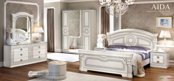 Aida Bed White w/Silver Gallery 3