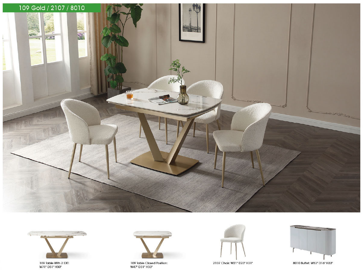 109 Table Golden with 2107 Chairs Gallery 1