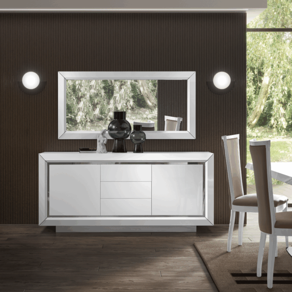Elite WHITE 3Door buffet/ Mirror Gallery 1