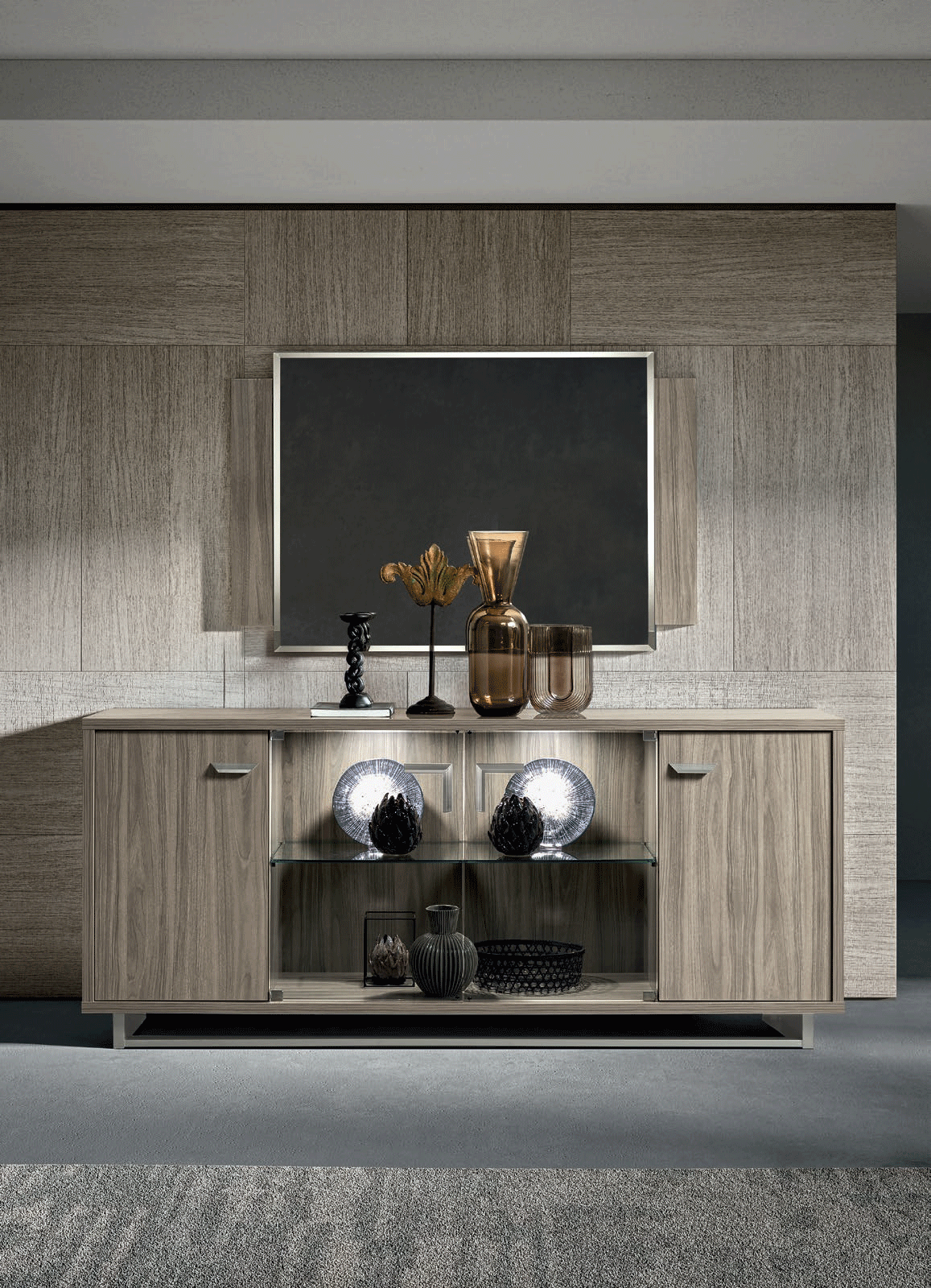 Volare 4 Door buffet w/ mirror GREY Gallery 1