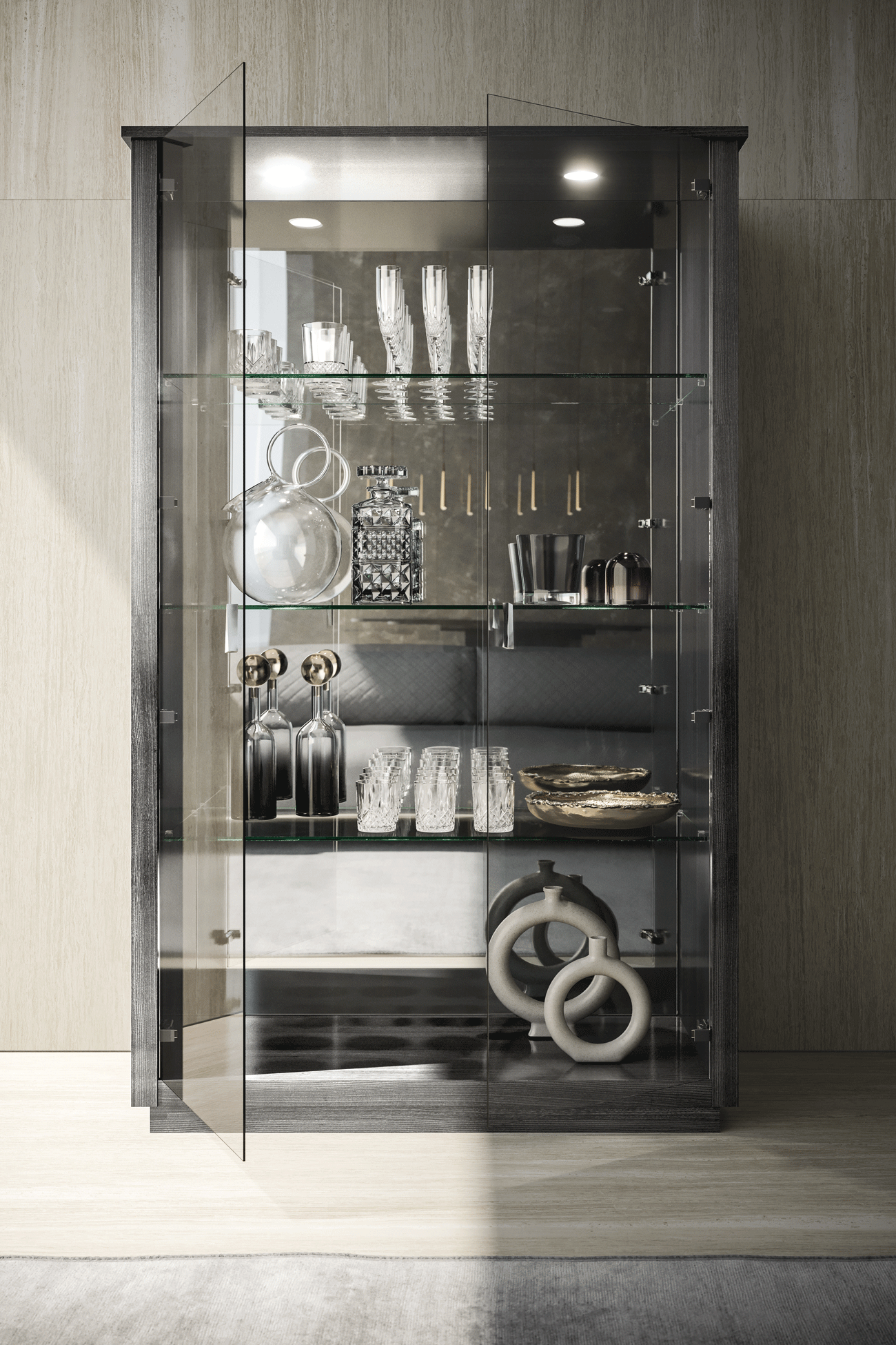 Vulcano 2 Door Curio Cabinet Gallery 1