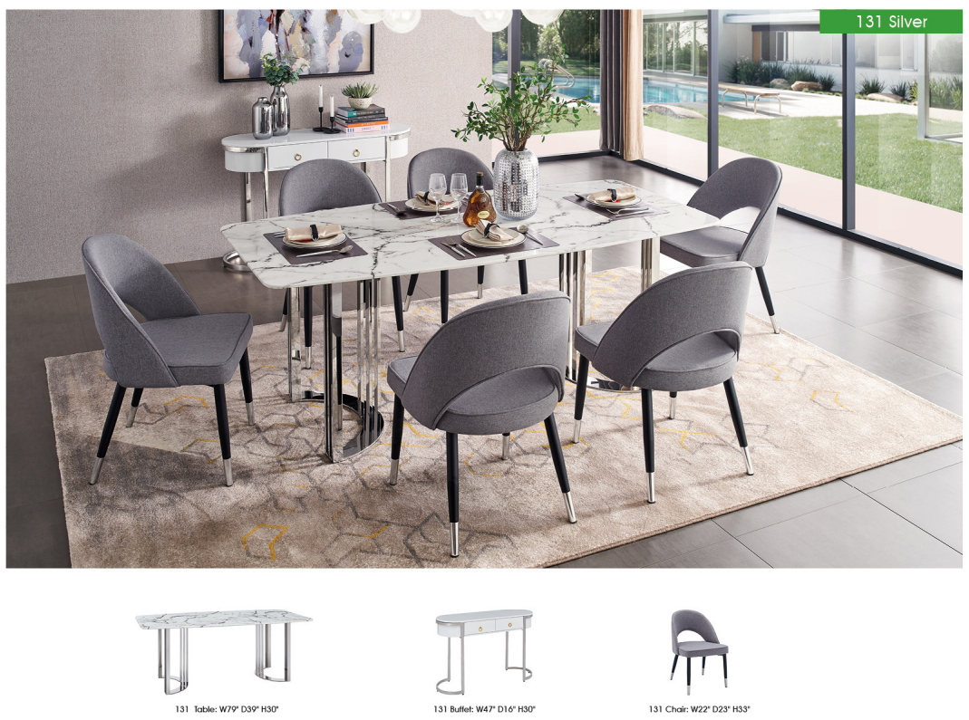131 Silver Marble Dining Table Gallery 1