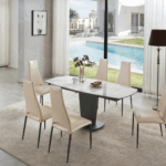 2417 Marble Table White with 3405 Cream Chairs Gallery 2