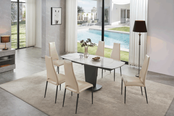 2417 Marble Table White with 3405 Cream Chairs Gallery 2