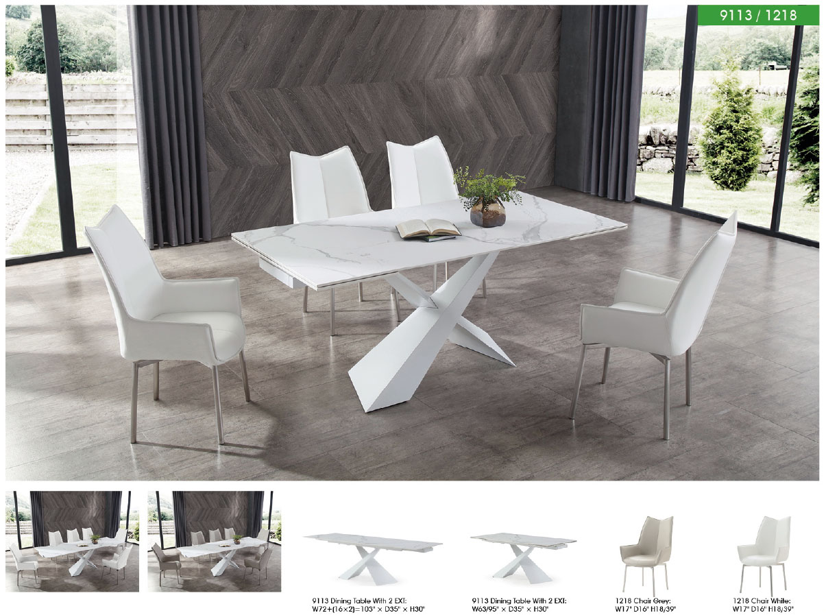 9113 Dining Table with 1218 swivel grey taupe chairs Gallery 1