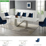 9087 Table White with 1218 swivel blue chair Gallery 1