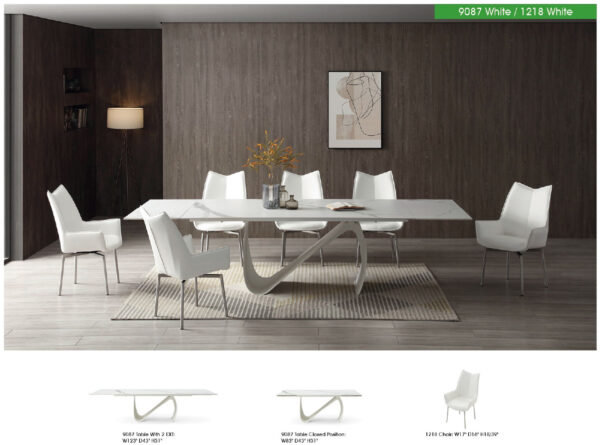 9087 Table White with 1218 swivel white chair Gallery 1