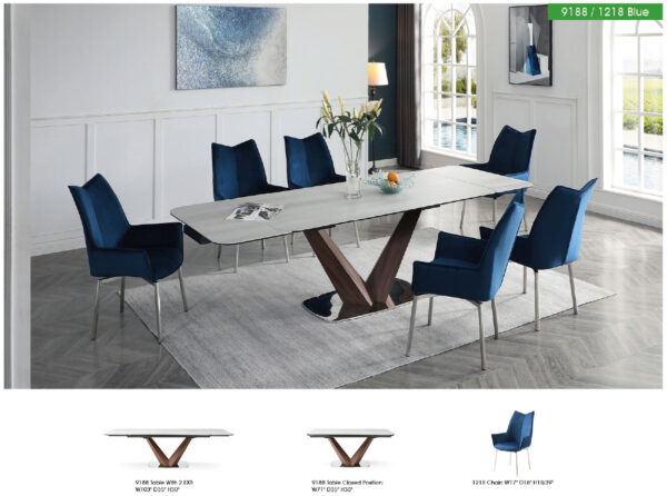 9188 Table with 1218 swivel blue chairs Gallery 1