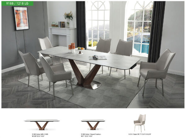 9188 Table with 1218 swivel grey taupe chairs Gallery 1