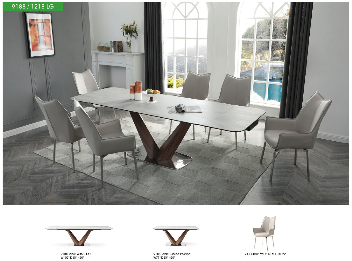 9188 Table with 1218 swivel grey taupe chairs Gallery 1