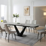 9189 Table with 1239 swivel beige chairs