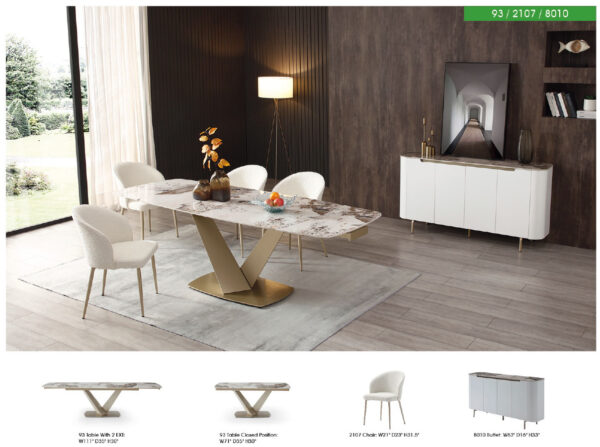 93 Dining Table with 2107 Chairs and 8010 buffet Gallery 1