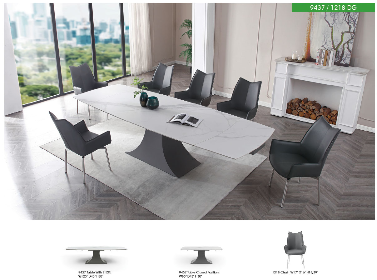 9437 Dining Table with 1218 swivel dark grey chair Gallery 1