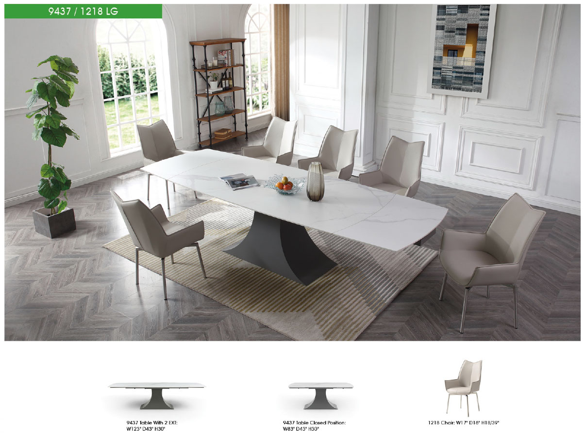 9437 Dining Table with 1218 swivel grey Taupe chairs Gallery 1