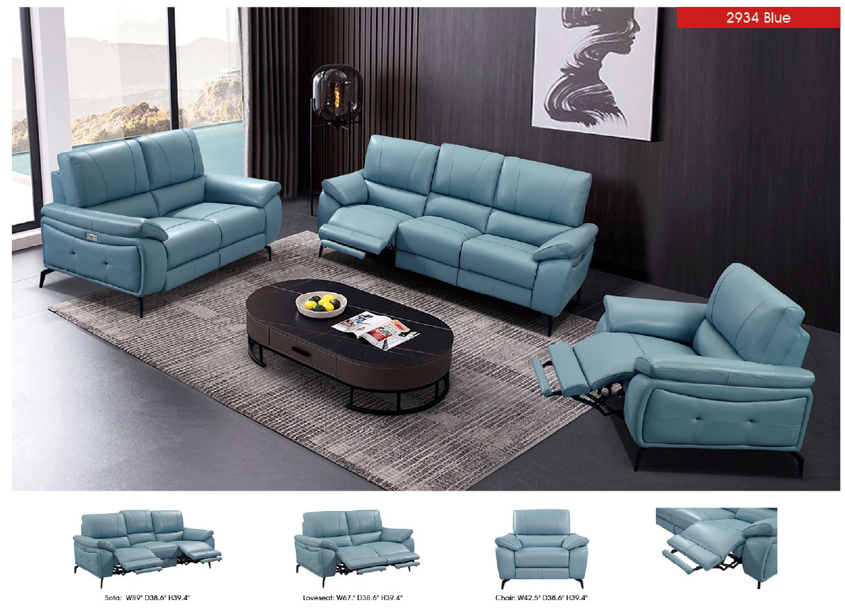 2934 Blue w/ electric recliners Gallery 1