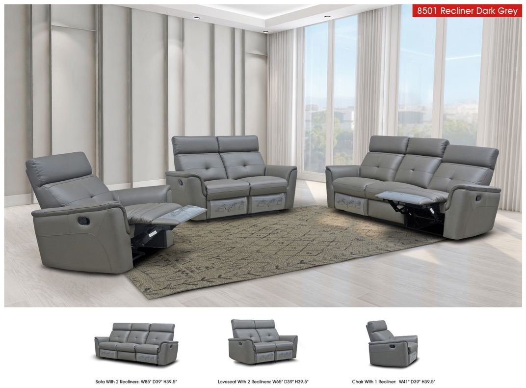 8501 Dark Grey w/Manual Recliner Gallery 1