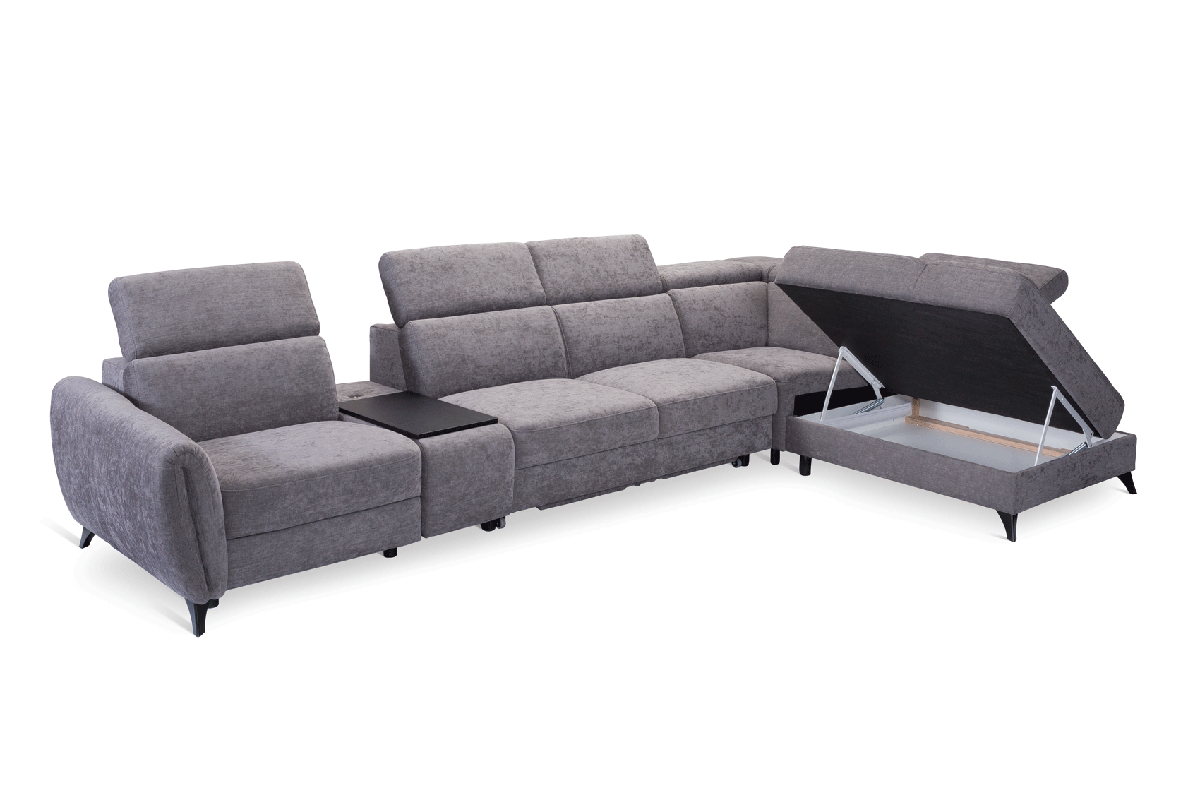 Lorens Sectional w/recliner, bed, bar Gallery 1