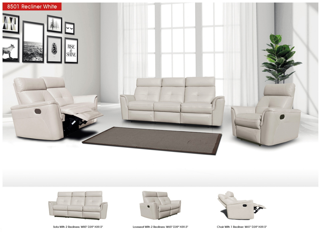 8501 White w/Manual Recliners Gallery 1