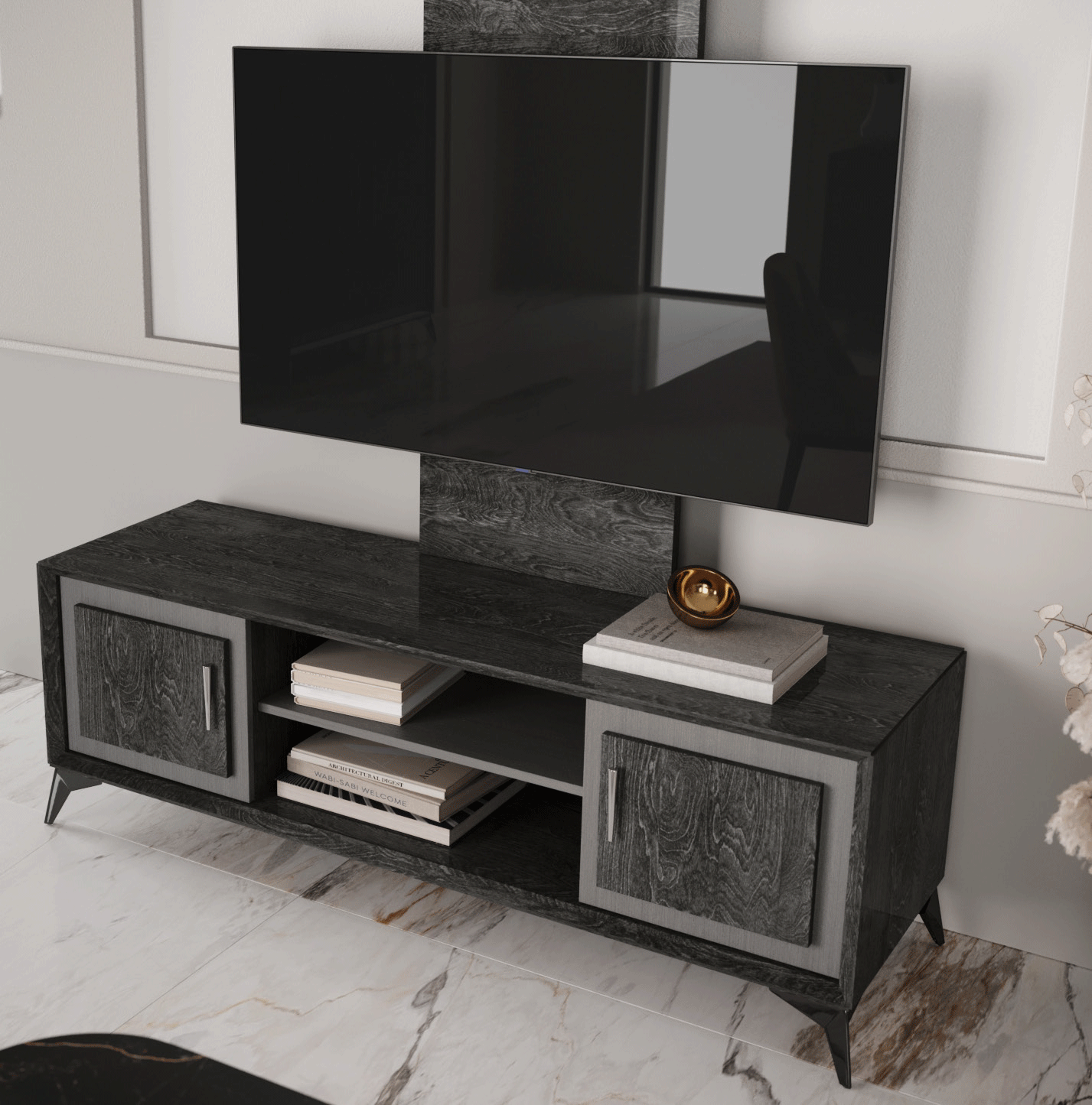 Krystal TV Cabinet + Wall Panel w/ Led light Gallery 1