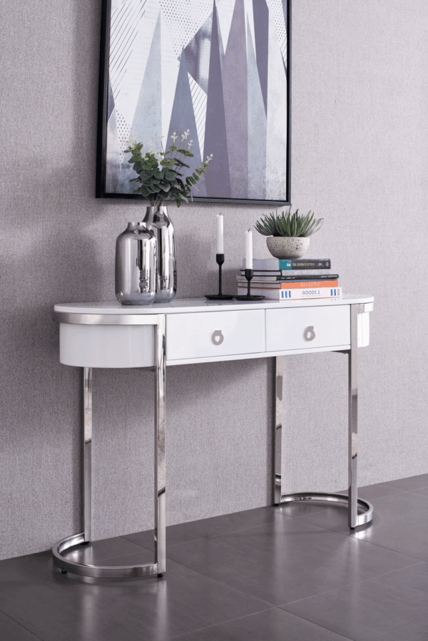 131 Hallway Console Table White/Silver Gallery 2